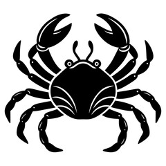 Cute  Line Art Crab Silhouette Black Vector Illustration