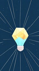 Obraz premium Brilliant Geometric Lightbulb Illustration: A Strikingly Vivid Digital Artwork. AI Generated