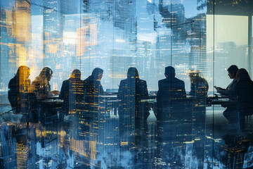Business Conference Group Meeting Showcasing Teamwork Success Partnership and Trust in Urban Office Environment






