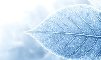 Obraz premium Close-up of two frost-covered leaves, delicate veins visible.