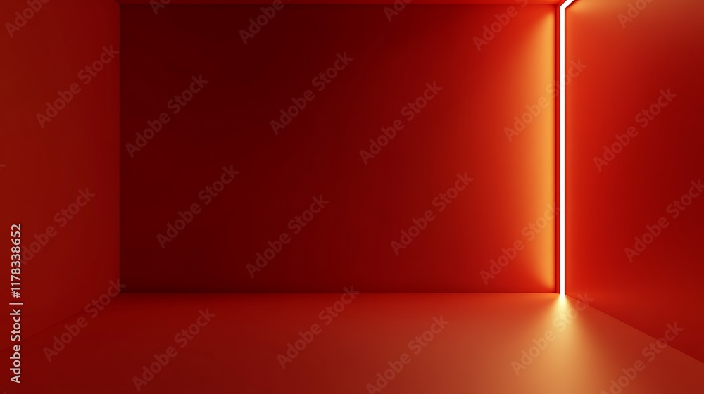 Poster red room corner illuminated by a single light source
