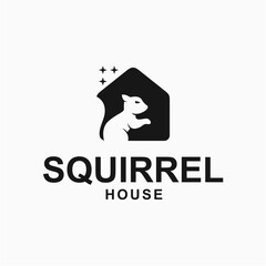 Squirrel and house simple and modern logo