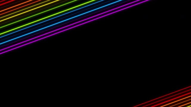 LGBTQ Pride Month abstract colorful laser lines black background. Seamless looping motion design. Video animation Ultra HD 4K 3840x2160