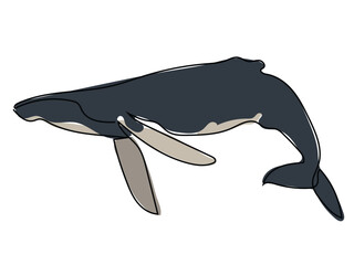 Whales in a continuous line format that can be edited later.