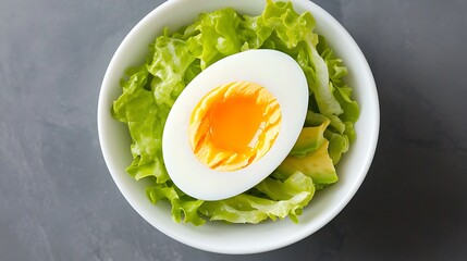 Healthy food bowl with corn avocado and hardboiled eggs kitchen food photography bright fresh ingredients