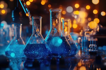 Exploring the Microscopic Universe:  A Journey into the Realm of Scientific Discovery with Vibrant, Illuminated Glassware