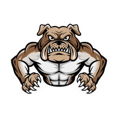 bulldog illustration muscular attacking with claws design logo