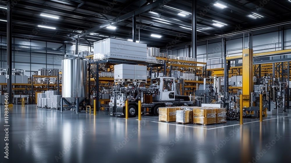 Poster efficient inbound logistics operations modern warehouse industrial setting streamlined supply chain 