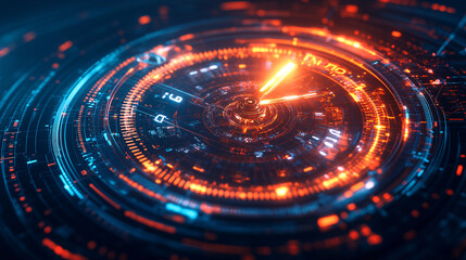 An abstract clock with numbers and time zones in different languages, symbolizing the interconnectedness of time and language across cultures.  