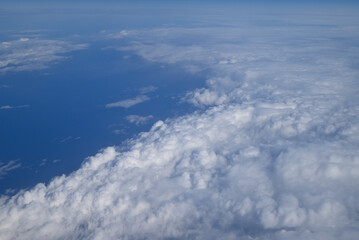 View of cloud, sea and sky from Airplane