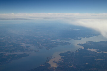 View of cloud, sea and sky from Airplane