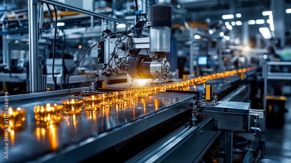 Poster Industrial automation process manufacturing facility image series high-tech environment close-up non-value added activities