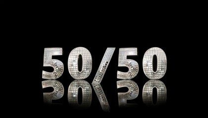 Reflective Disco Numbers Representing Fifty Fifty Theme