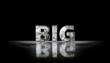 Big Sparkling Letters Reflecting Light in Darkness