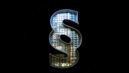 Obraz premium Modern Architectural Building Shaped Like Legal Symbol