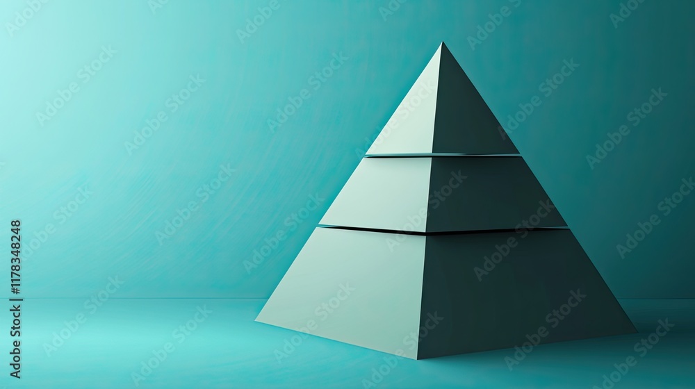 Poster a d pyramid infographic with hollow sections for inserting data, set against a minimalist background