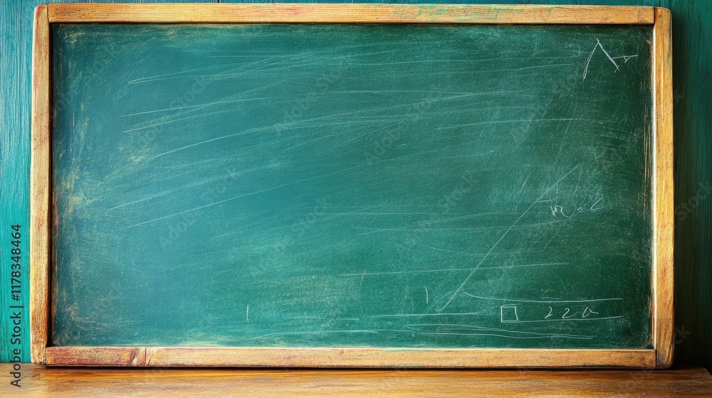 Aufkleber a blank chalkboard with soft light highlighting the surface and space for brainstorming.