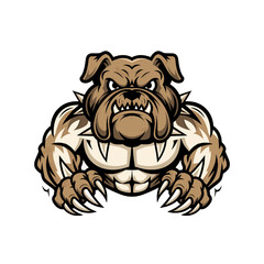 bulldog muscular attacking with claws design logo illustration