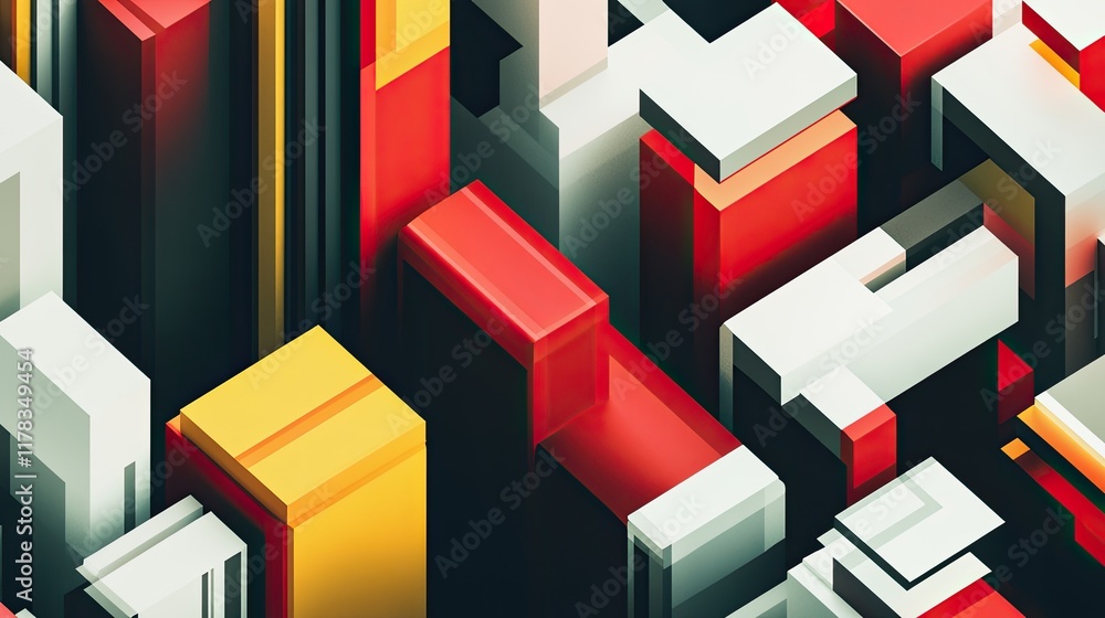 Poster a creative infographic design featuring stacked blocks and lines representing data, with plenty of c
