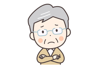 困っているシニア男性のイラスト