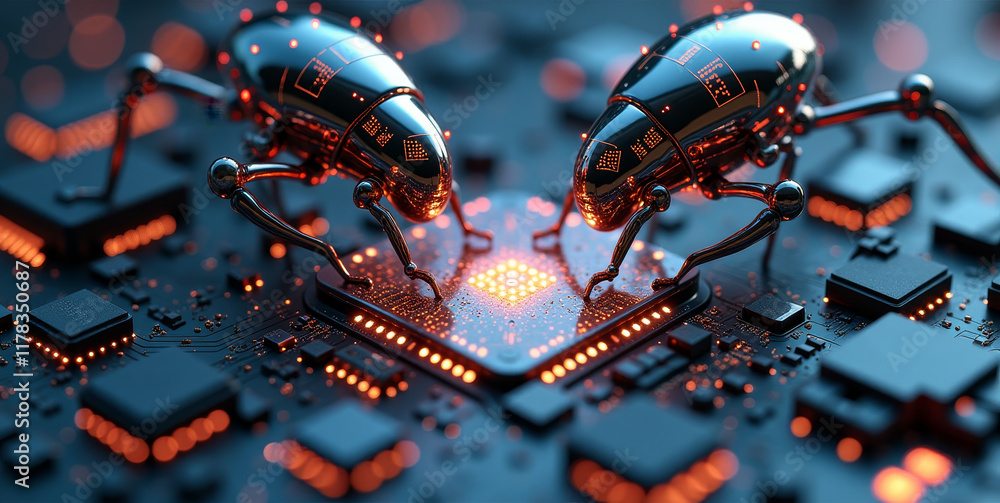 Aufkleber quantum computing nanotechnology network abstract visualization