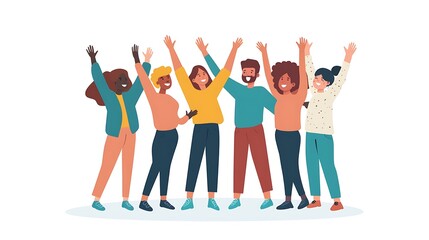 Obraz premium A group of diverse people high-fiving after completing a collaborative learning project, celebrating shared achievements
