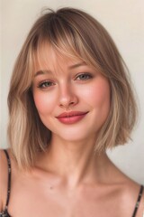 Fototapeta premium beautiful attractive woman with beautiful natural short hair