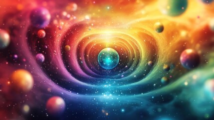 Obraz premium Colorful cosmic portal swirling nebula galaxy background