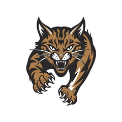 cat attacking with claws logo design illustration