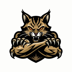 cat pose attacking with claws logo illustration
