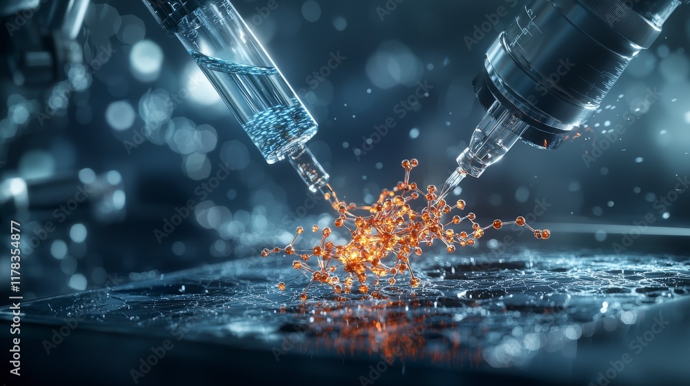 Poster Nanomaterials fabrication process laboratory science image high-tech environment close-up view research innovation