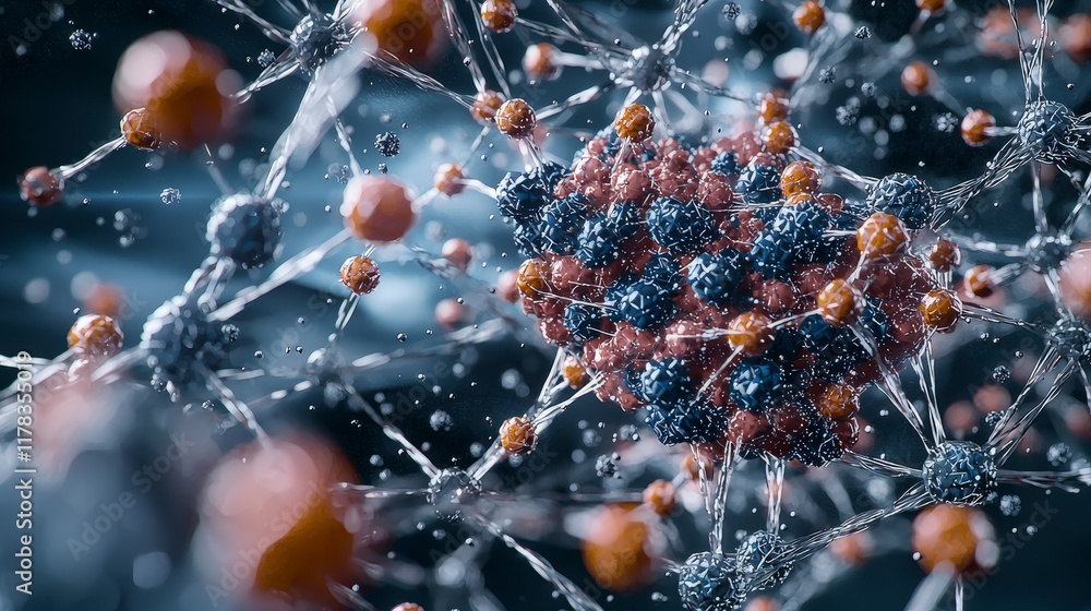 Poster nanomaterials strength exploration in material science closeup study modern laboratory high-tech env