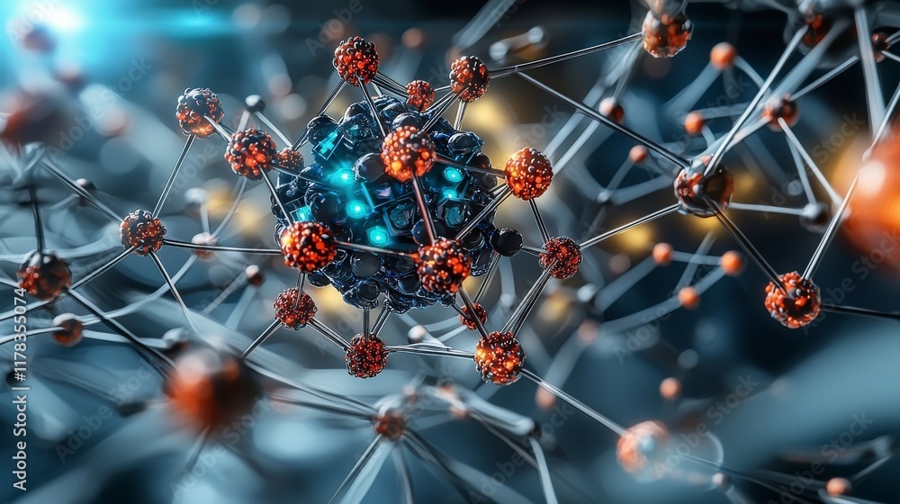 Poster Advancements in nanomaterials technology science lab digital visualization high-tech environment close-up view innovation
