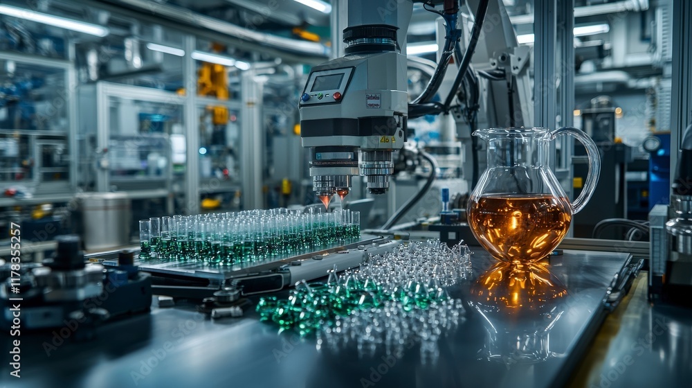 Aufkleber advanced polymer manufacturing techniques in industrial setting with innovative machinery and glassw