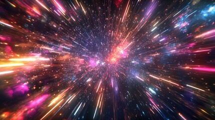 Fototapeta premium Dazzling fireworks finale with vibrant streaks of light exploding across the night sky, pure celebration.