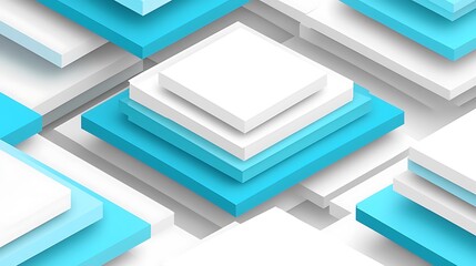 Abstract Layered Geometric Shapes in Blue and White