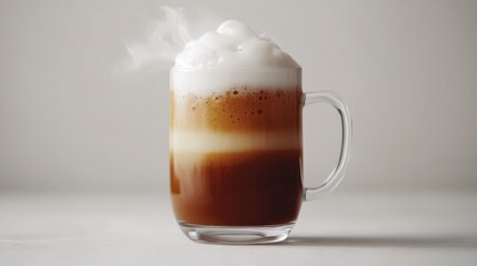 A mug of coffee with steam rising from it