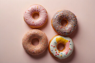 Donuts on pink background 
