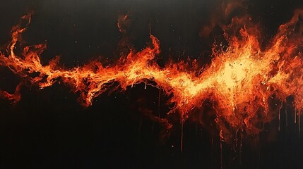 Abstract fiery orange and yellow flames on black background.