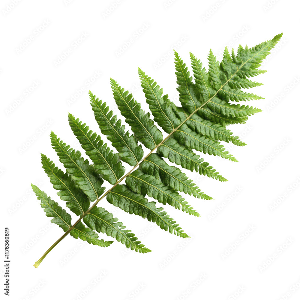 Poster lush green fern leaf with intricate patterns and textures captured in natural light creating a refre