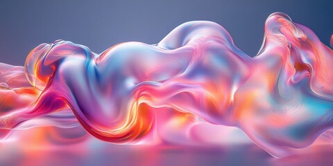 Obraz premium A vibrant, fluid abstract design with colorful waves and gradients.