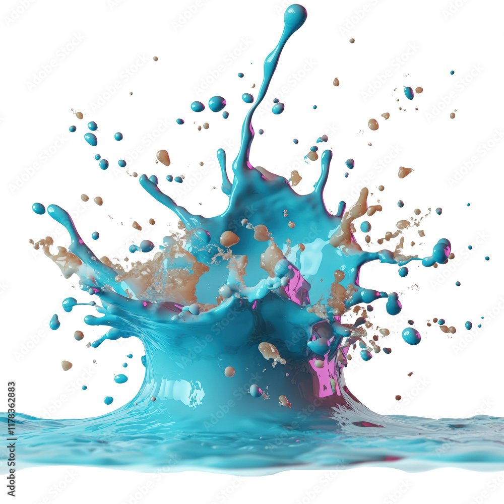 Poster vibrant splash of blue paint on white canvas creating an artistic and expressive visual composition 