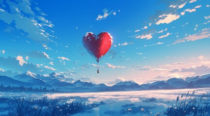 Fototapeta premium Love hot air balloon