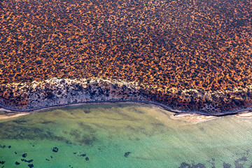 Aerial views over UNESCO area of Shark Bay, Western Australia, Australia