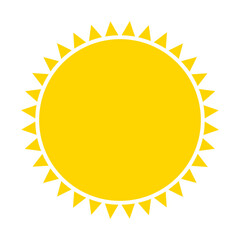 Yellow sun icon. Summer heat icon. Round solar element.