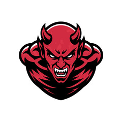 devil pose attacking with claws character design logo on white background