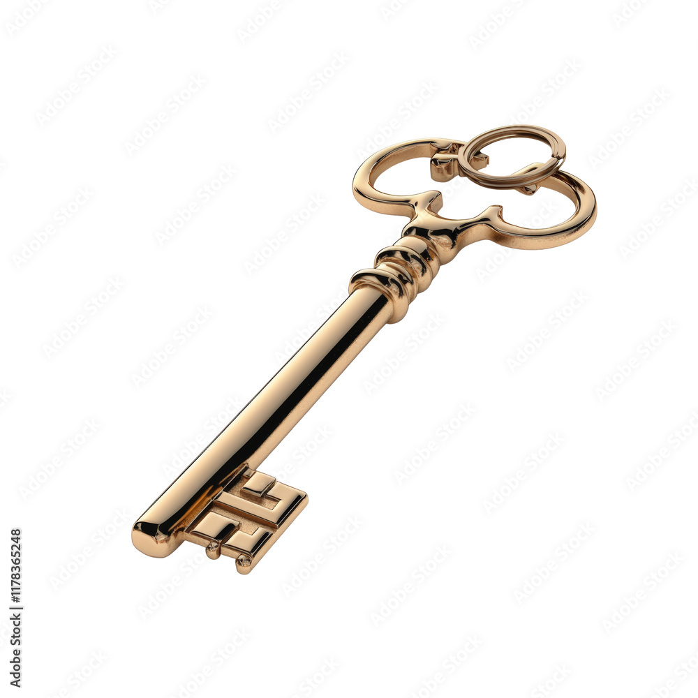 Poster glistening gold key with intricate keyring capturing the essence of security and elegance in a minim