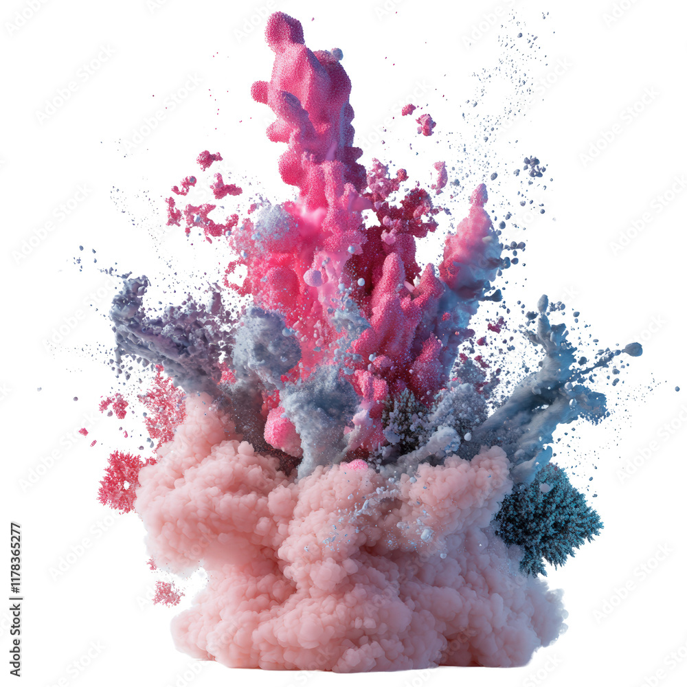 Aufkleber vibrant pink and blue liquid explosion creating a dynamic and colorful abstract visual with fluid mo