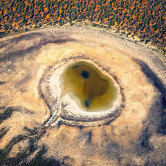 Aerial views over UNESCO area of Shark Bay, Western Australia, Australia