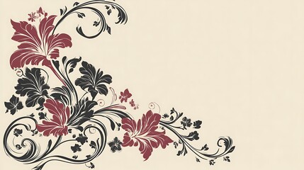 Elegant floral design with maroon and black flowers
